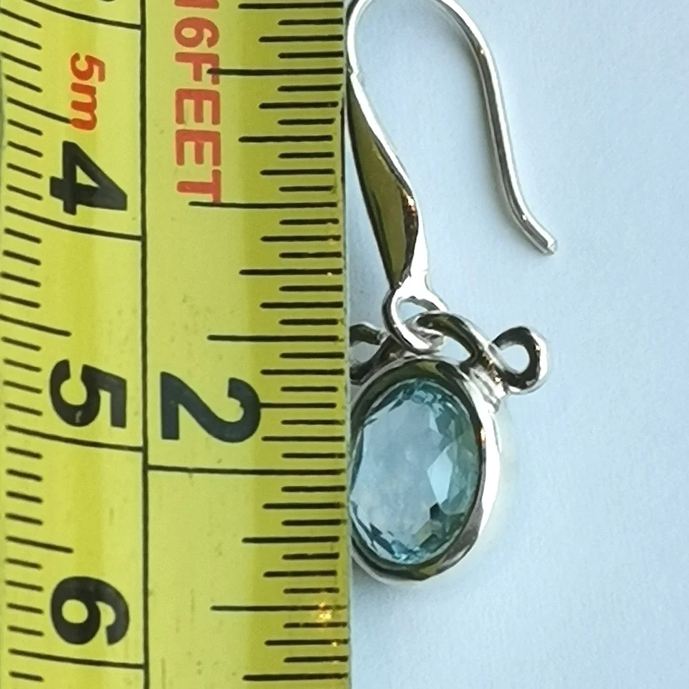 NEW sterling silver blue topaz dangle earrings